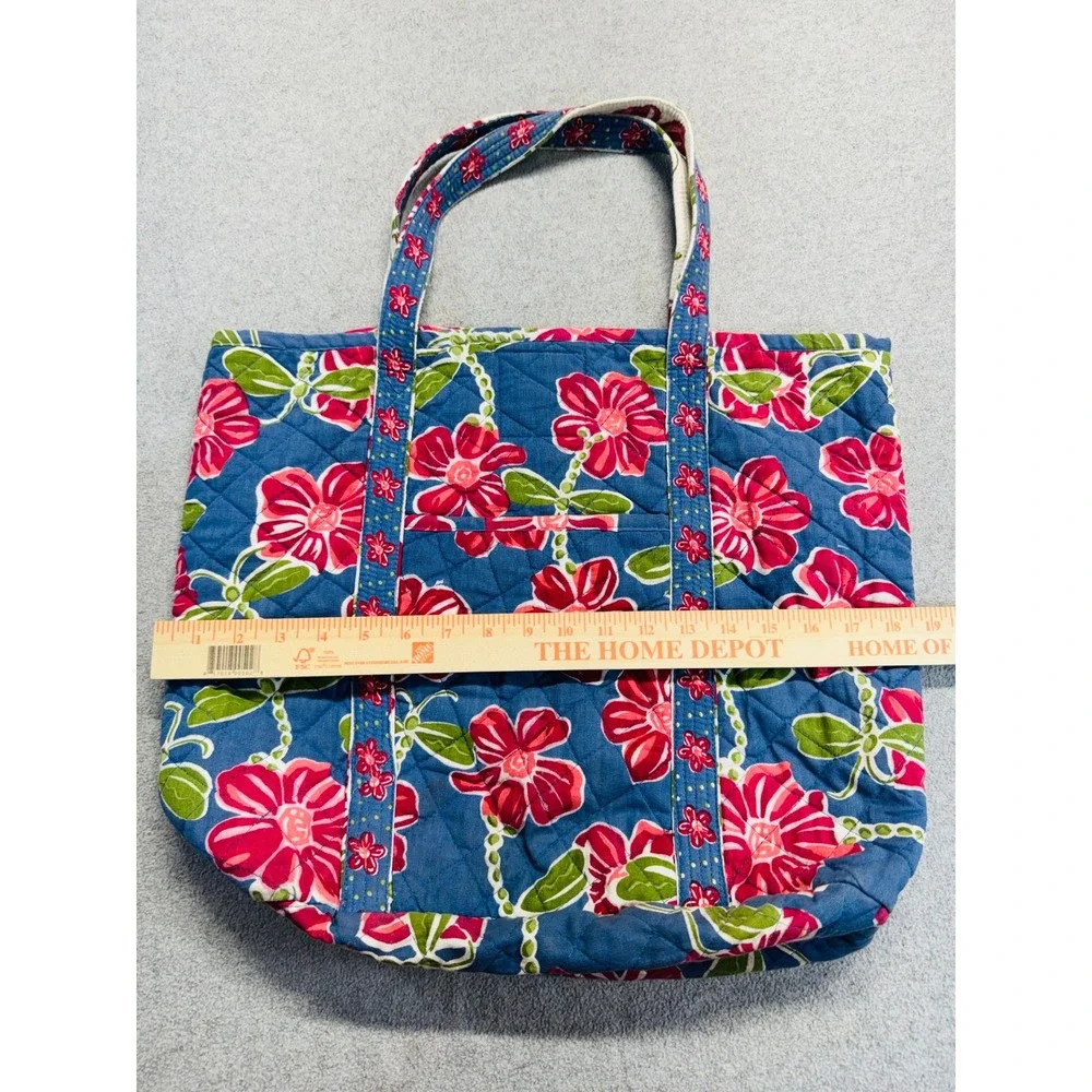 Gold Coast Quilted Tote Bag Women Large Blue Red Floral Print Boho Casual Cotton